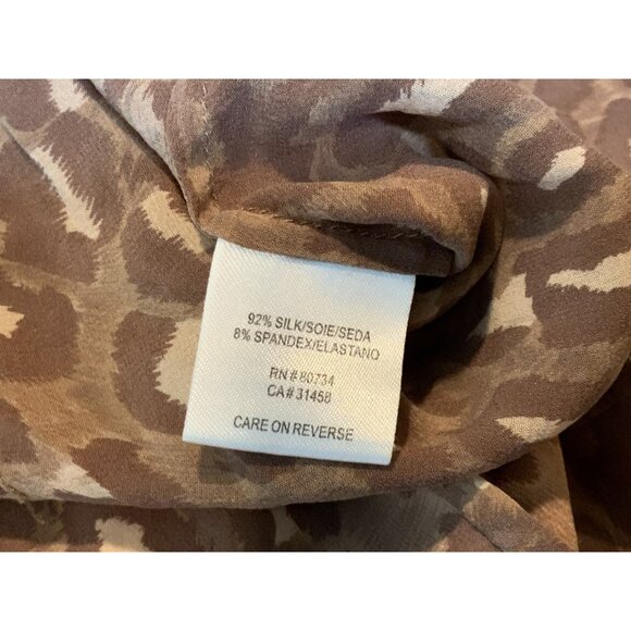 BCBG Max Azria Light Brown Leopard Print Silk Ruffle Sheer Sleeveless Top Size M - Picture 9 of 9